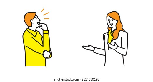Illustration of a man being convinced by an explanation