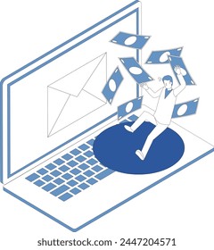 Illustration of a man being fooled by a fraudulent email