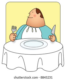 Illustration of a man with a big grin and a big appetite. you can re-color to your preference using vector program.