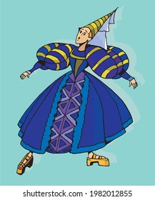 illustration of man in blue fancy costume