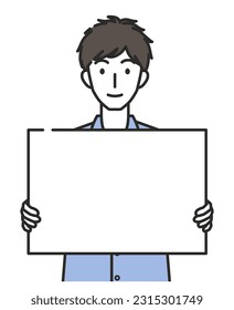 Illustration of man with board