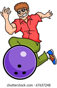 Illustration of a man bowling.