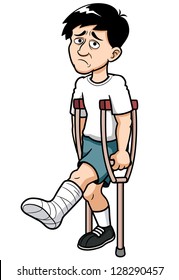 illustration of Man with a broken leg