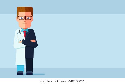 illustration of a man businessman and doctor in one person. 