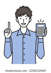 the illustration of man with calculator