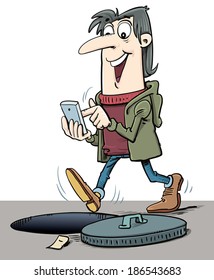 Illustration of man calling.
