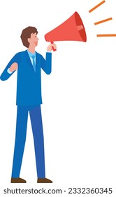 Illustration of a man calling with a loudspeaker