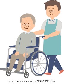 Illustration of a man caring for an elderly man