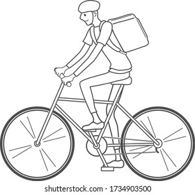 Illustration of a man carrying luggage on a bicycle