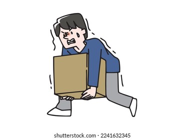 Illustration of a man carrying a very heavy bag