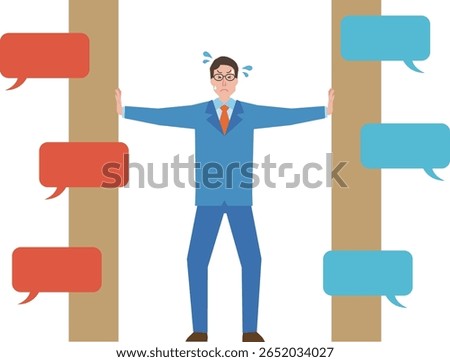Illustration of a man caught between a rock and a hard place