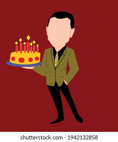 illustration of a man celebrating a birthday, great for caricatures