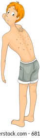Illustration of a Man Checking His Skin Allergy