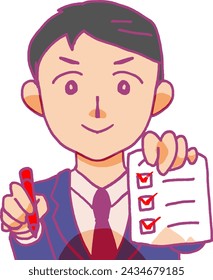 Illustration of a man with a checklist