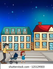 Illustration eines Mannes und eines Kindes
