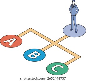 Illustration of a man choosing a path