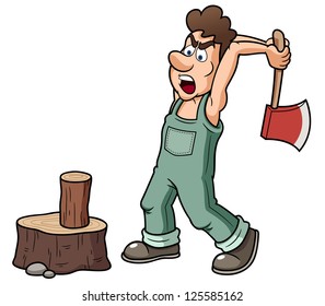 illustration of Man chopping wood