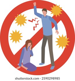 Illustration of a man committing violence against a woman