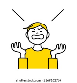 Illustration of a man complaining (white background, vector, cut out)
