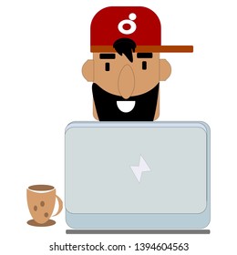 illustration of a man at a computer vector graphics