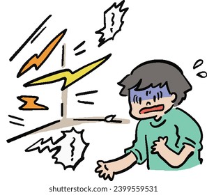  Illustration of a man confused by the noise in the next room