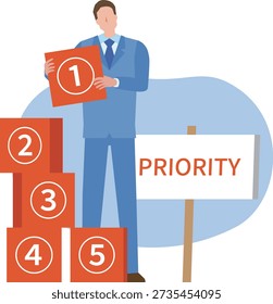 Illustration of a man considering priorities