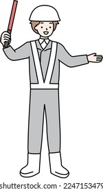 Illustration of a man at a construction site that is guiding