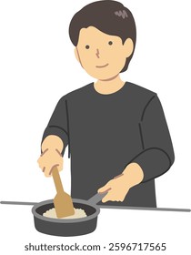 Illustration of a man cooking