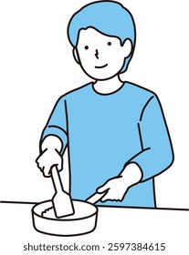 Illustration of a man cooking