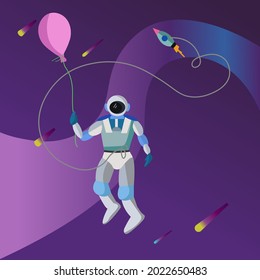 illustration of man cosmonaut with balloon