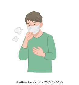 Ilustración de un hombre tosiendo
