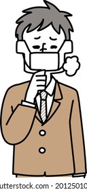 Illustration of a man in a coughing mask