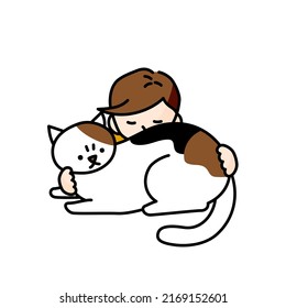 Illustration Of A Man Crouching In A Cat (white Background, Vector, Cut Out)