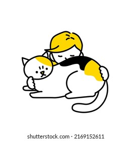 Illustration Of A Man Crouching In A Cat (white Background, Vector, Cut Out)