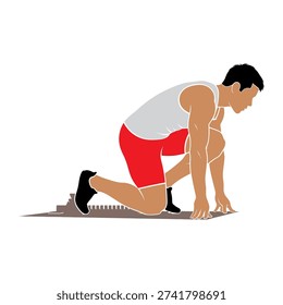Illustration of a man crouching at the start of a sprint