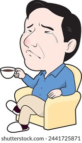 Illustration of a man crying on the sofa