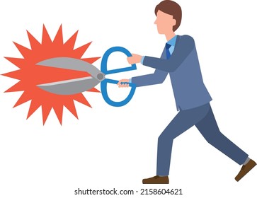 Illustration of a man cutting with scissors