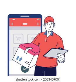 Illustration of a man delivering a package