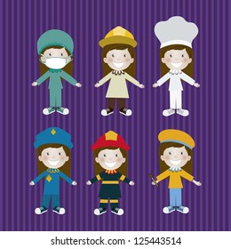 Illustration of man in different professions, in cartoon style and design, vector illustration