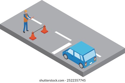 Ilustração de um homem dirigindo o tráfego