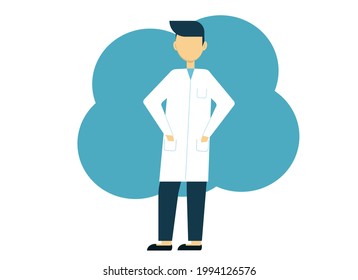 Illustration of a man doctor in a white coat and pink pants