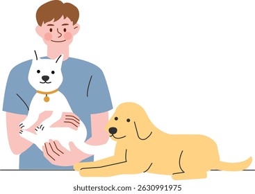 Illustration of man with dogs