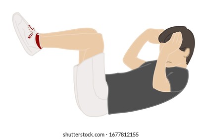 Ilustración de un hombre haciendo ejercicio de abs