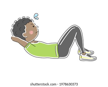 Illustration of a man doing abs for muscle training.