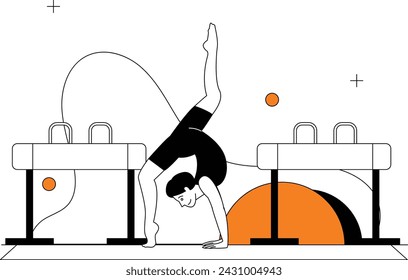 Illustration Man Doing Artistic Gymnastics
