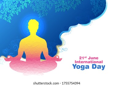 illustration of man doing asana for International Yoga Day on 21st June