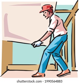 illustration of a man doing flooring