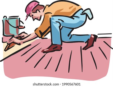 illustration of man doing flooring