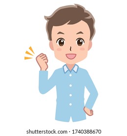 Illustration of a man doing a guts pose