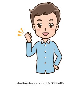 Illustration of a man doing a guts pose